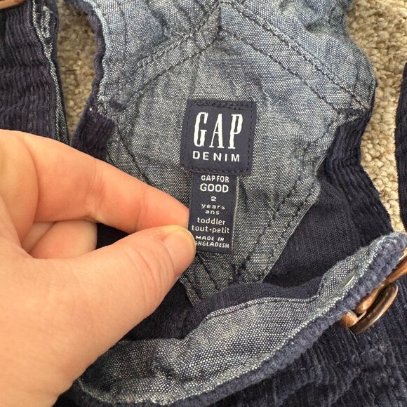 GAP Denim Kids Corduroy Overalls Navy Blue Size 2T - Picture 6 of 8